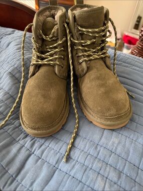 UGG Women's Lace-Up Suede Boots in Olive Green